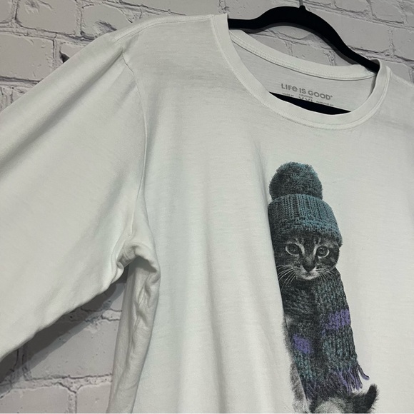 Life Is Good Woman’s Long Sleeve Cat Crusher Tees Bundle Blue - White Size XXL - Picture 12 of 14
